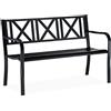 Relaxdays Panca da Giardino in Metallo, 2 Posti, Resistente, Panchina da Balcone HxLxP 81 x 127 x 56 cm, Nero