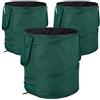 relaxdays Sacchi per Foglie Pop Up, Set da 3, per Fogliame e Rifiuti da Giardino, 85 l, Autoportanti, ∅: 46 cm, Verdi, Verde