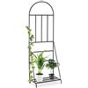 Relaxdays Scaffale per Fiori con Graticolato, da Giardino Balcone Terrazza in Acciaio Portapiante HLP 200x70x40 cm, Nero