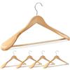 Relaxdays Grucce Appendiabiti Set da 5, Spalle Larghe, Gancio Girevole a 360°, Asta per Pantaloni, Legno, Marrone Chiaro