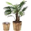 Relaxdays Vaso in Legno in Set da 2, Fioriera Tonda, Ø 24 e 19 cm, Porta Fiori e Piante, Interni e Esterni, Naturale