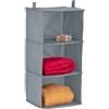 Relaxdays Organizer Armadio da Appendere Salvaspazio, 3 Ripiani, 70x30x30 cm, Inserto Porta Vestiti Campeggio, Grigio