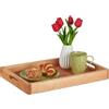 Relaxdays Vassoio da Portata con Manici, Legno di Noce, 5 x 46 x 31 cm, Portatazzine, Centrotavola Svuotatasche, Marrone