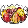Relaxdays Cestino Portafrutta, Cesto Centrotavola Decorativo, Fruttiera Rotonda in Filo di Metallo, HxD: 13x27 cm, Nero