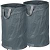 Relaxdays Sacchi da Giardinaggio, Set da 2, Fogliame e Rifiuti, Sistema Pop Up, 120 l, Impermeabile, HD72x45 cm, Grigio