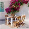 DEGHI Set pranzo tavolo 115x70 cm e 4 sedie pieghevoli in legno di acacia - Paja