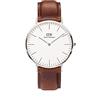 Daniel Wellington Classic St Mawes Orologio Uomo, 40mm, in Pelle, Marrone/Argento