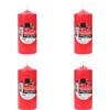 H HANSEL HOME Set de 4 Candele Profumate Frutti di Bosco, Candela Rosso a Colonna Profumada 11x4.7cm, Candela Profumada 25 Ore di Combustione