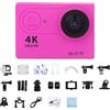 KOZWAY Action Camera 4K Sport Camera Schermo 2 pollici Telecomando Action Camera Impermeabile Casco Subacqueo Registrazione video Telecamera esterna (Dimensioni: No Card, Colore: Roze)