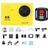 KOZWAY Action Camera 4K Sport Camera Schermo 2 pollici Telecomando Action Camera Impermeabile Casco Subacqueo Registrazione video Telecamera esterna (Dimensioni: No Card, Colore: giallo-telecontrol)