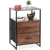 Relaxdays Comodino in Stile Industriale, Tavolino con 2 CassettI, 2 Ripiani, da Ingresso, HLP 70x45x40 cm, Marrone Nero, Ferro
