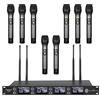 Depusheng DF208 UHF microfoni senza fili, sistema di microfono portatile dinamico professionale a 8 canali, alloggiamento in metallo, adatto per palcoscenico, conferenza