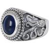 ForFox Anello polpo per uomo anello calamaro kraken mostro marino in argento sterling 925 con pietra blu aperta regolabile