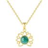 COAI Collana Donna in Argento Sterling 925 Placcato Oro con Ciondolo Fiore di Loto di Malachite, Collana Malachite Naturale da Donna