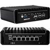 MNBOXCONET Firewall Mini PC Appliance N100, Small Fanless Desktop Computer 6 x 2.5GbE I226-V LAN, Barebone NO RAM NO SSD, Windows 11 Pro, Micro Router OPNsense, Type-C, TF Slot, HD