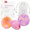 EACHPT Coppetta mestruale 2 dischi mestruali taglie S+L con tasche portaoggetti,Silicone medico al 100% a tenuta stagna,disco mestruale riutilizzabile e alternativa sostenibile ai tamponi