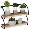 Relaxdays Mensole da Muro, 2 Ripiani, Metallo & Aspetto Legno, Libreria Parete H x L x P: 17 x 22 x 7 cm, Nero, Naturale