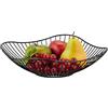 Relaxdays Centrotavola Portafrutta in Metallo, HxD: 7,5x27 cm, Cestino Porta Frutta, Verdura, Pane, Design Moderno, Nero, Ferro