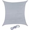 Relaxdays Vela Parasole Quadrata, 2 x 2 m, Esterni, Tessuto HDPE, Stabile a Raggi UV, Concava, con Corde, Grigio Chiaro