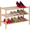 Relaxdays Scarpiera Ingresso, 3 Ripiani per 9 Paia di Scarpe, Mobiletto Portascarpe Salvaspazio, 46,5x68x28 cm, Naturale, bambù