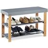 relaxdays, Scarpiera in Bambù, 2 Ripiani, Aperta, Panca, con Venature Naturali del Legno, HLP: 45x70x28,5cm, Grigio