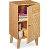 Relaxdays Mobile Bagno da Terra in bambù, 70 x 40 x 37 cm, Ripiani Regolabili, Anta Montabile a Piacimento, Marrone