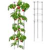 Relaxdays Set da 2 Sostegni Circolari per Pomodori, Piante Rampicanti, Cetrioli, Alti 120 cm, 4 Anelli, Metallo, Nero