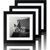 VUVUZULA Cornice portafoto in legno MDF, 20 x 20 cm, colore nero, quadrata, con passepartout, 15 x 15 cm, set da 3 pezzi