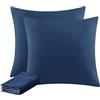 Aisbo Federe Cuscini Letto 80x80 - Coppia di Federe Cuscini Letto Matrimoniale, con Cerniera, Microfibra, Traspiranti e Morbidissime, Blu Navy