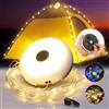 Yizhet Catena Luminosa da Campeggio 2 in 1, 10M Stringa di Luci da Campeggio Avvolgibile con 8 Modalità, Luce Calda e Colorata, Ricaricabile USB C e Impermeabile IPX4 per Giardino Esterno