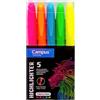 Campus - Evidenziatori Fluorescenti, penna evidenziatore con punta smussata, confezione da 5 evidenziatori a base d'acqua (confezione da 5 neon)