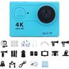 KOZWAY Action Camera impermeabile Action Camera 4K Ultra HD 4K Action Camera 1080P/30fps Schermo da 2 pollici 170D (dimensioni: nessuna carta, colore: blu)