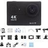 KOZWAY Action Camera 4K Sport Camera Schermo 2 pollici Telecomando Action Camera Impermeabile Casco Subacqueo Registrazione video Telecamera esterna (Dimensioni : No Card, Colore: Nero)