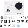 KOZWAY Action Camera 4K Sport Camera Schermo 2 pollici Telecomando Action Camera Impermeabile Casco Subacqueo Registrazione video Telecamera esterna (Dimensioni: No Card, Colore: Bianco)