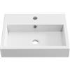 BAIKAL - Lavabo in ceramica sopra il piano di lavoro. Lavabo quadrato in finitura bianco lucido. Dimensioni: 46 x 37 x 9 cm. Con foro per rubinetto. Spedizione con imballaggio rinforzato