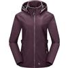 Outdoor Ventures Giacca softshell da donna, corta, foderata, impermeabile, con cappuccio rimovibile, per escursioni, corsa, sport, Viola rosso, S