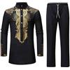 PTLLEND Abito Completo invernale Dashiki Suit Luxury Shirt Sleeve African Long Men's Men Suits & Set Tute Ginnastica Da (Black, XL)