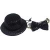 Myazs Piccolo cane nero paillettes cilindro cilindro cappello con papillon Set Costume Pet Festive Viaggio bellezza Decor collare accessori cappelli per cani di piccola taglia inverno