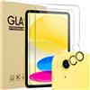 ProCase 2 Pezzi Pellicola iPad A16 11 Generazione 11 Pollici 2025/iPad 10 Generazione 10,9 Pollici 2022 con 2 Pezzi Protezione Obiettivo Fotocamera Abbinata ai Colori -Giallo