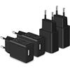 MatauMahi Caricatore USB 5V1A (Nero,4-Pack), Presa USB da 5W, Alimentatore USB, Spina Adattatore, Caricabatterie per Telefoni Cellulari, Tablet, Powerbank, Cuffie Bluetooth e Altro Ancora, Nero