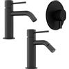 Parama Set miscelatore lavabo, bidet ed incasso doccia monocomando in ottone nero opaco | Katharine