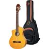Ortega Guitars Chitarra flamenco per mancini - Family Series Pro - 4/4 - Elettroacustica - Abete e cipresso con finitura lucida - Giallo - Custodia inclusa (RCE170F-L)