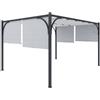 ARREDITALY Gazebo Pergola 3x4 m Pergolato Con Tetto Scorrevole Telo Colore Grigio Impermeabile Retrattile Richiudibile Struttura Nera Acciaio Giardino Terrazzo