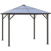 Outsunny Gazebo da Giardino 2.94x2.94m con Tetto in Policarbonato e Ganci, Struttura in Alluminio, Caffè|Aosom