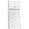HOMCOM Credenza Moderna in Legno Bianco con 2 Armadietti, Mensole Regolabili, 1 Ripiano Aperto e 3 Cassetti, 80x39.5x183.5cm|Aosom
