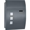 HOMCOM Cassetta Postale Ricurva in Acciaio Zincato con 3 Fessure e 2 Chiavi di Sicurezza 45x10x32 cm, Grigio|Aosom