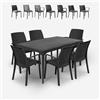 BICA Set tavolo da pranzo giardino 150x90cm 6 sedie esterno nero Sunrise Dark