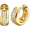 Engelsrufer Orecchini a cerchio da donna Anna in argento sterling placcato oro, con 38 zirconi, chiusura a clip, senza nichel, 13 mm, Ø 13 mm, Argento sterling, Zirconia cubica