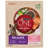 Purina One Mini Small Dog Delicate, Ricco in Salmone con Riso 800 Gr