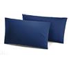 SalGiu Federe (2 pezzi) Guanciale Letto 52x82 cm Con Bottoni in Cotone (Blu)